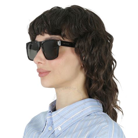 Saint Laurent Grey Square Ladies Sunglasses SL 424 002 56